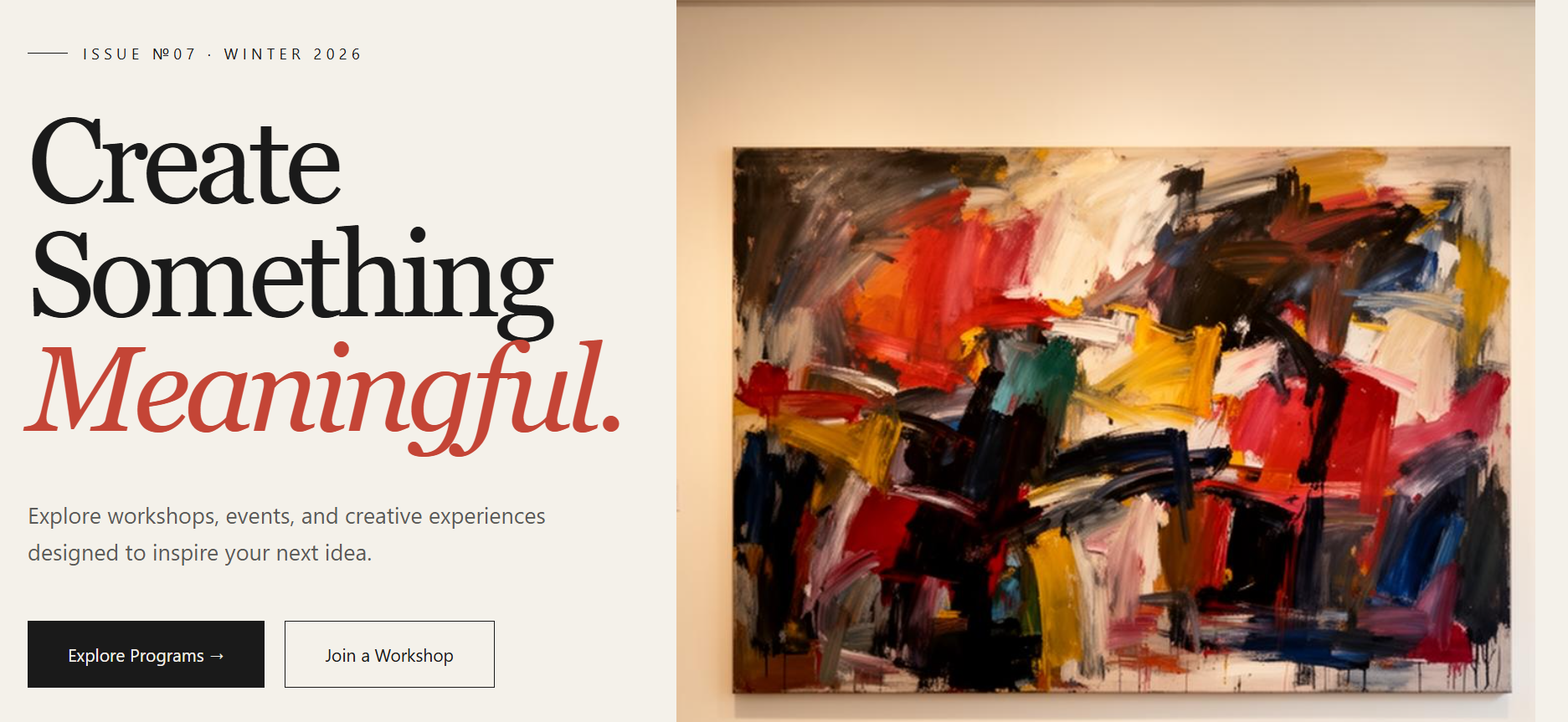 Art workshop website preview